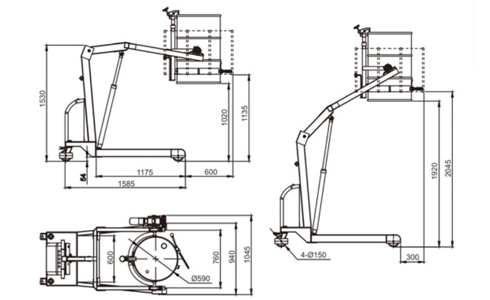 YL300 semi-electric drum dumper